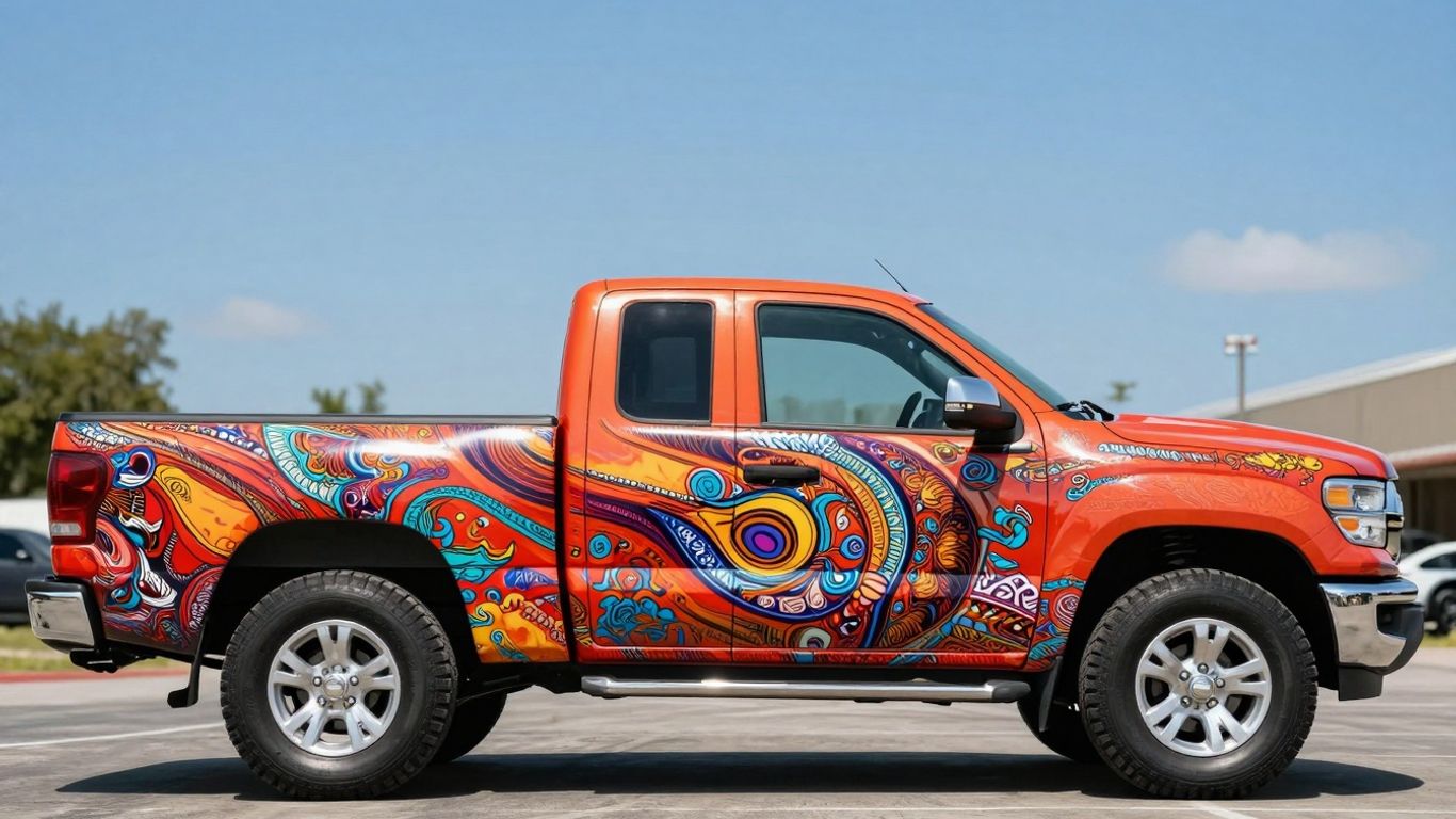 Custom truck wrap with unique design