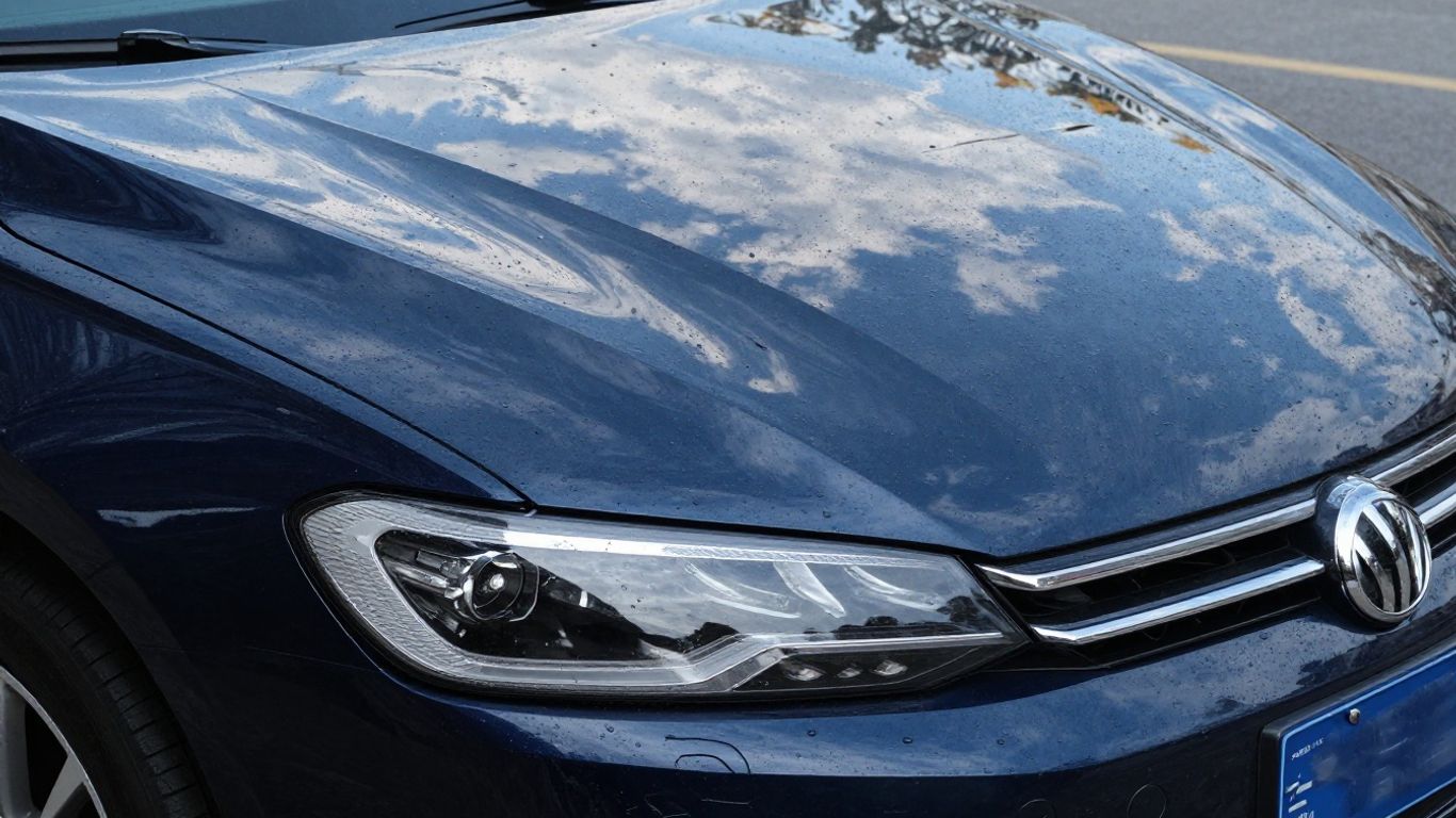 Protective ceramic coating on shiny car